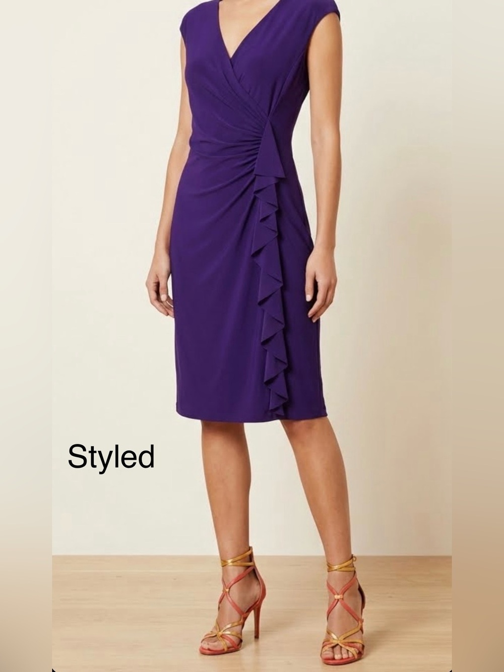 American Living by Ralph Lauren Size 8 Purple Wrap-Style Midi Dress - Excellent